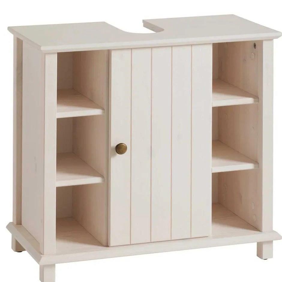 Wohnen Waschbeckenschrank aus Holz in Weiß - Cilao