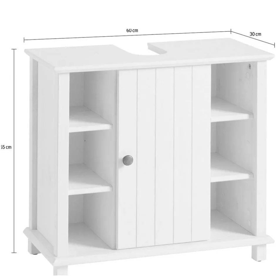 Wohnen Waschbeckenschrank aus Holz in Weiß - Cilao