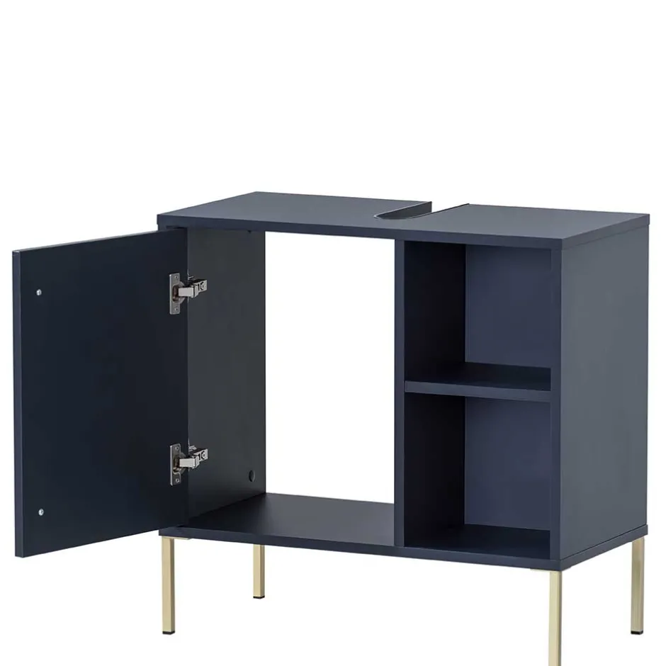 Wohnen Waschbeckenschrank in Dunkelblau mit Gold - Chinale