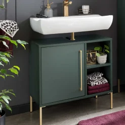 Waschbeckenschrank in Dunkelgrün & Gold - Aqua^Wohnen Online