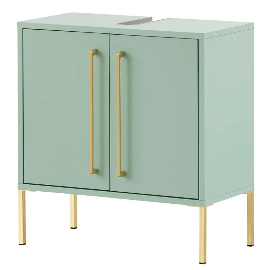 Wohnen Waschbeckenschrank in Mintgrün & Gold - Aparcian