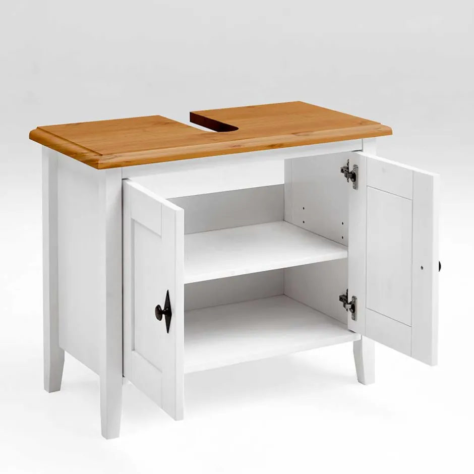 Waschbeckenschrank in Weiß & Kiefer Lauge - Sibiuta^Wohnen Outlet