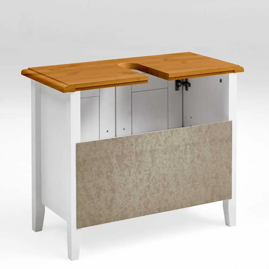 Waschbeckenschrank in Weiß & Kiefer Lauge - Sibiuta^Wohnen Outlet