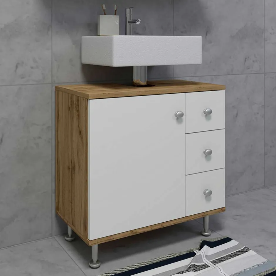 Waschbeckenschrank mit drei Schubladen & Tür - Nelani I^Wohnen Discount