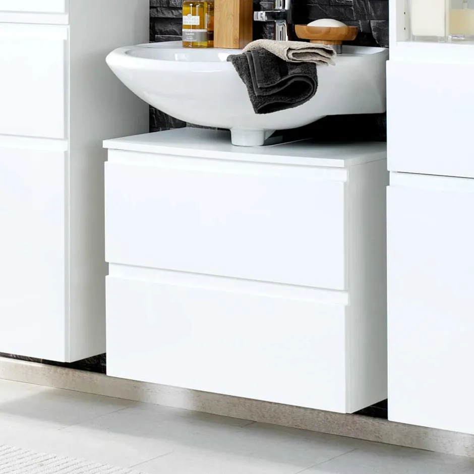 Waschbeckenunterschrank Concetada in Hochglanz Weiß^Wohnen New
