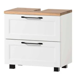 Waschbeckenunterschrank in Weiß mit Wildeiche - Gyatso^Wohnen