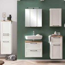 Waschbeckenunterschrank in Weiß mit Wildeiche - Gyatso^Wohnen