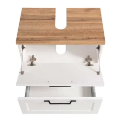 Waschbeckenunterschrank in Weiß mit Wildeiche - Gyatso^Wohnen