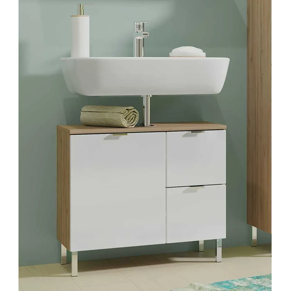 Waschbeckenunterschrank in Weiß Glanz - Narilos^Wohnen Sale