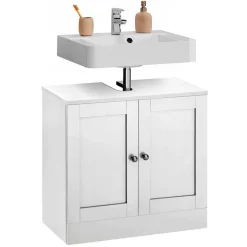 Wohnen Waschbeckenunterschrank in Weiß mit Metallgriffen - Gorgona