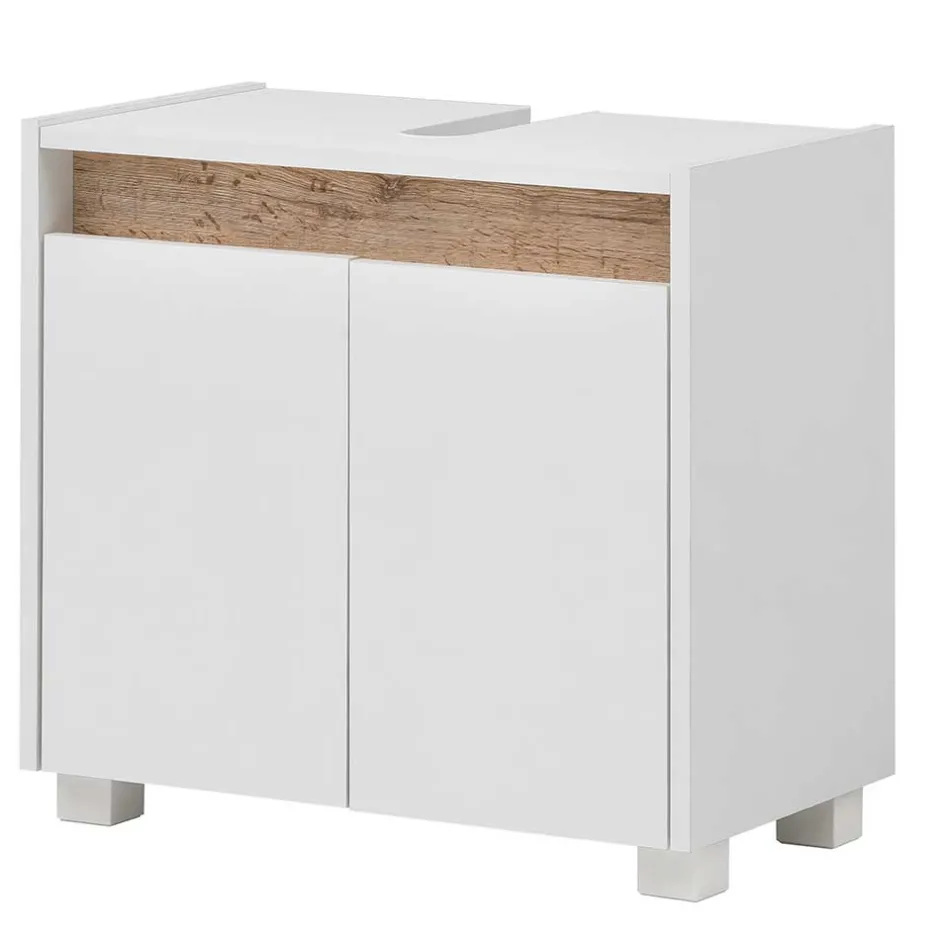 Waschbeckenunterschrank in Weiß & Wildeiche - Etravia^Wohnen Hot
