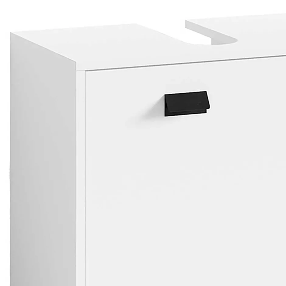 Waschbeckenunterschrank in Weiß mit Schwarz - Envaton^Wohnen