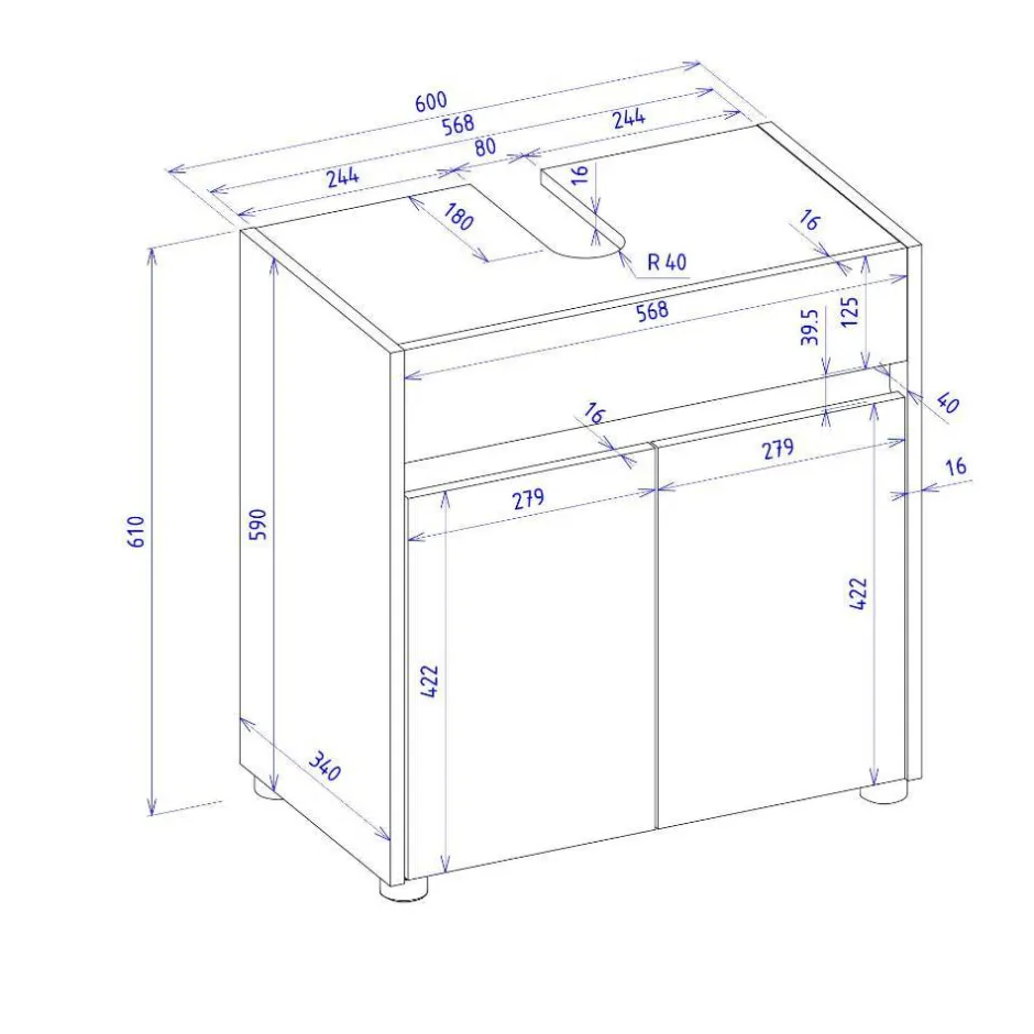 Waschbeckenunterschrank in Weiß - Nonessia^Wohnen Best
