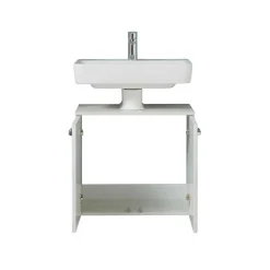 Waschbeckenunterschrank in Eiche Weiß Holzdekor - Smaranda^Wohnen