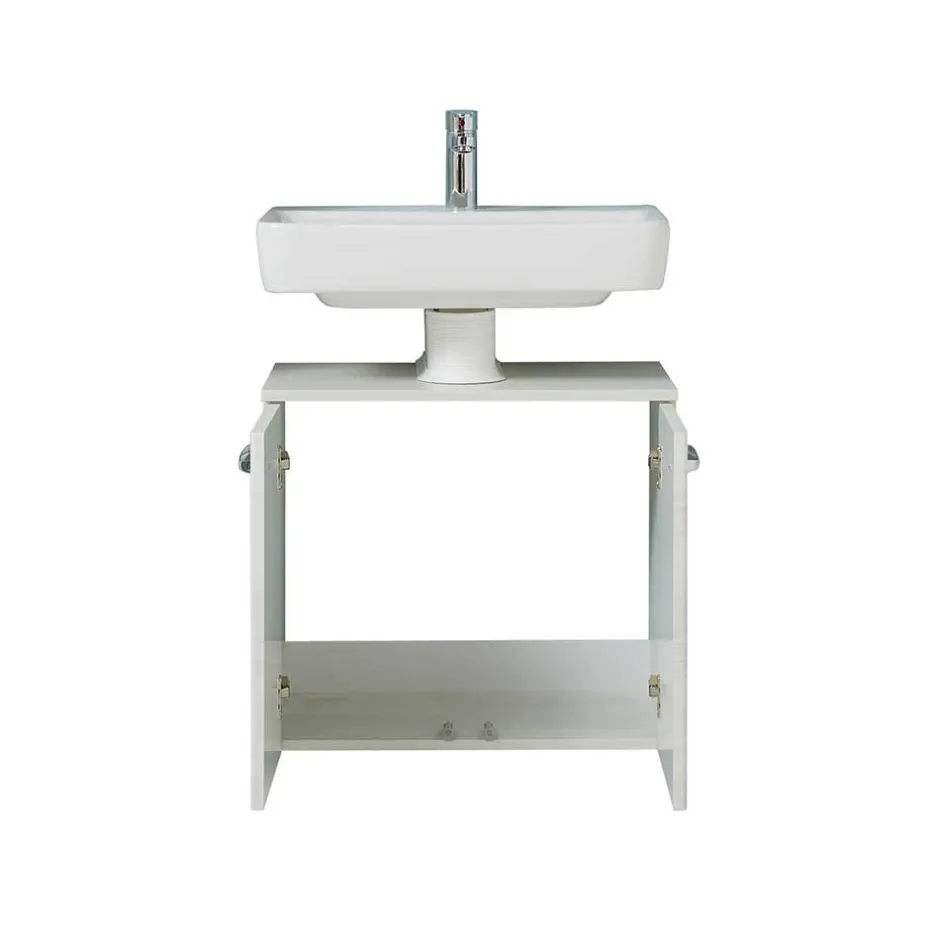 Waschbeckenunterschrank in Eiche Weiß Holzdekor - Smaranda^Wohnen