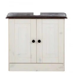 Waschbeckenunterschrank in Weiß mit Dunkelbraun - Malka^Wohnen Best