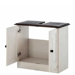 Waschbeckenunterschrank in Weiß mit Dunkelbraun - Malka^Wohnen Best