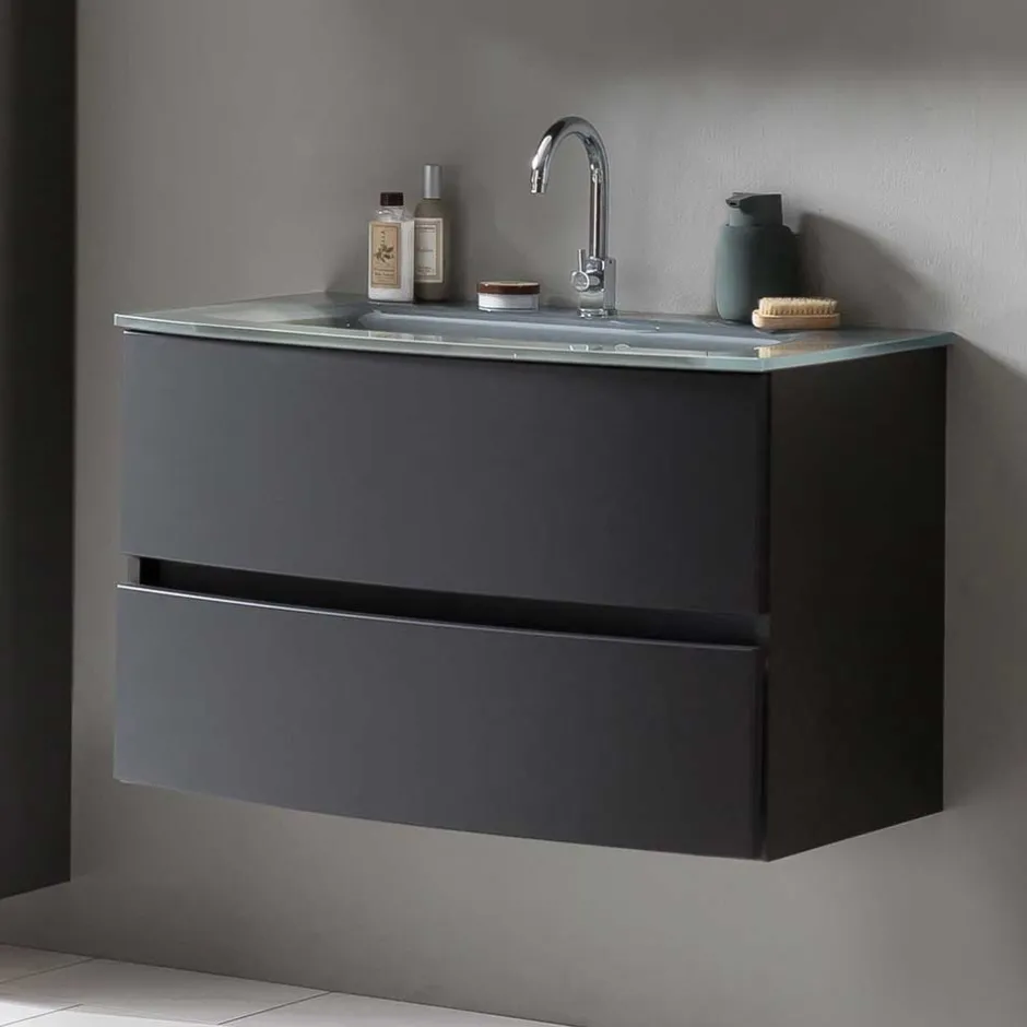 Waschkonsole in Dunkelgrau - Natarivos^Wohnen Outlet