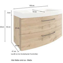 Waschkonsole in Holzdekor Wildeiche - Arazony^Wohnen