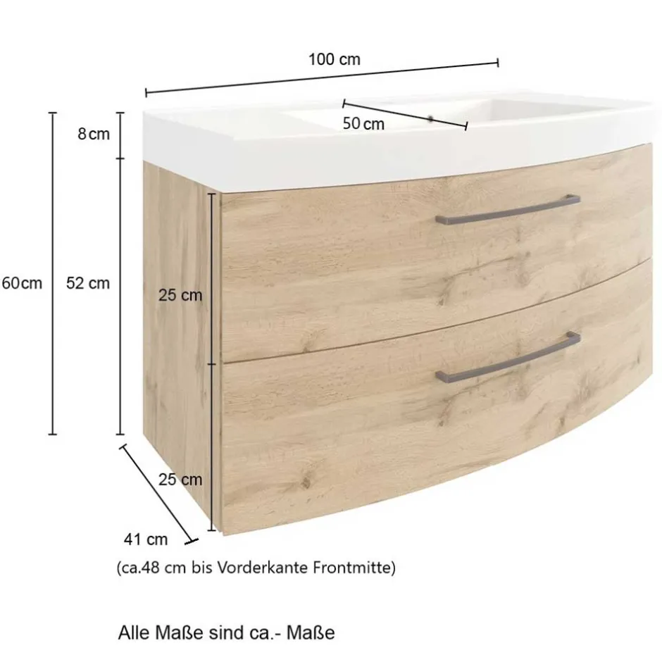 Waschkonsole in Holzdekor Wildeiche - Arazony^Wohnen