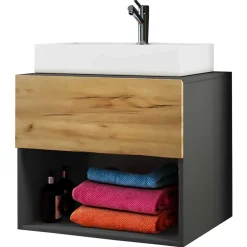 Waschkonsole in Wildeiche Honig & Anthrazit - Effect^Wohnen Clearance