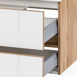 Wohnen Waschtisch Konsole in Weiß & Wildeiche - Vrendina