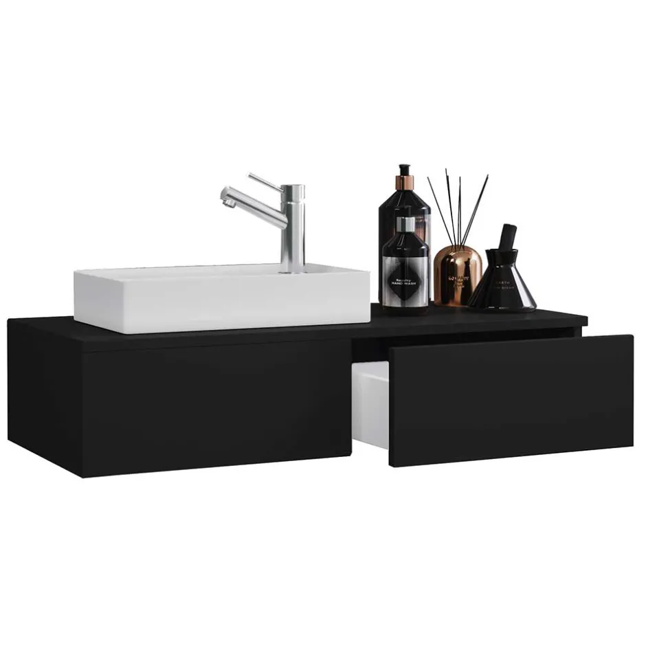 Wohnen Waschtisch mit Aufsatzbecken in Schwarz - Balisca