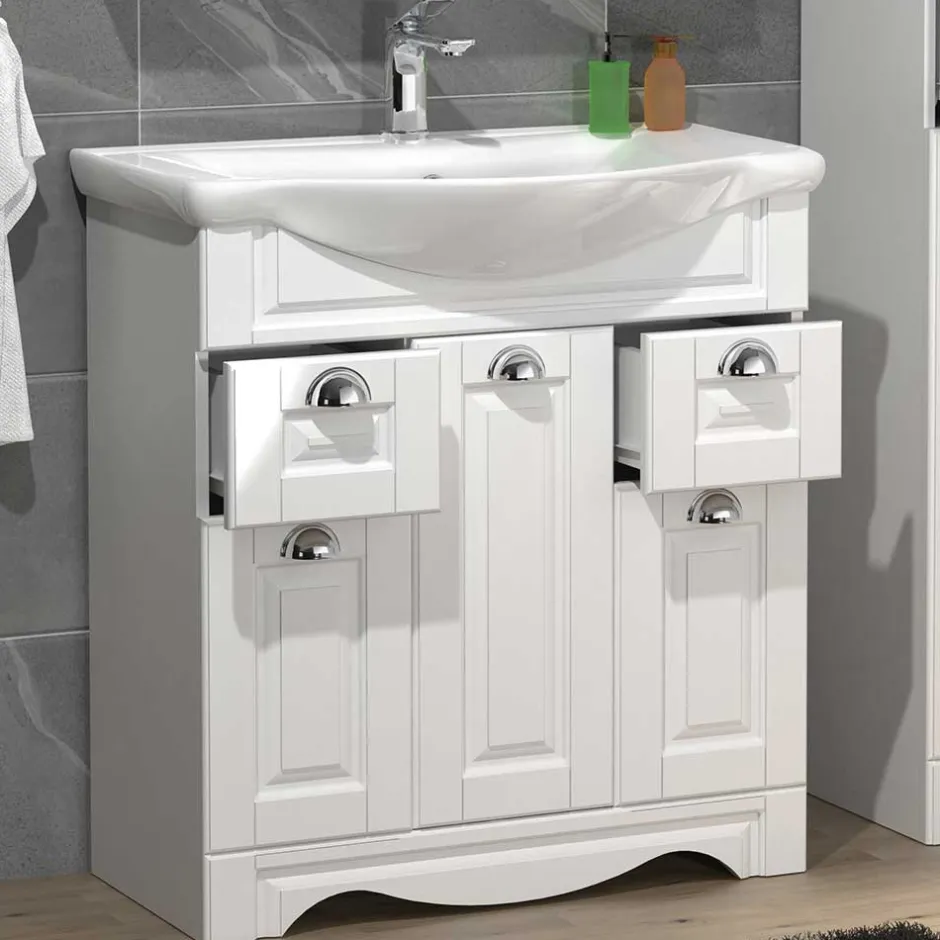 Waschtisch mit Becken in Weiß - klassisch - Akira^Wohnen Clearance