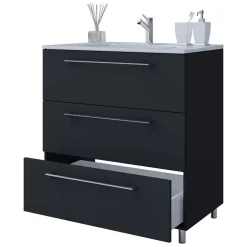 Waschtisch mit drei Schubladen in Schwarz - Gloriella^Wohnen Best