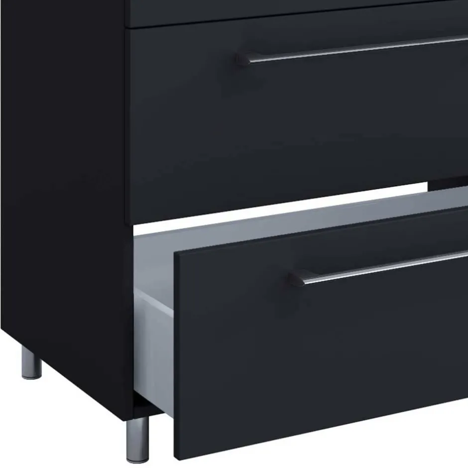Waschtisch mit drei Schubladen in Schwarz - Gloriella^Wohnen Best