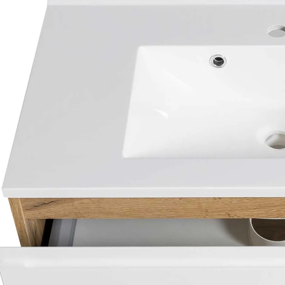 Wohnen Waschtisch mit Einlasswaschbecken in Weiß - Eight