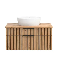 Wohnen Waschtisch mit Keramik Aufsatzbecken 80 cm breit - Crystoga