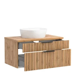 Wohnen Waschtisch mit Keramik Aufsatzbecken 80 cm breit - Crystoga