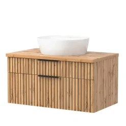 Wohnen Waschtisch mit Keramik Aufsatzbecken 80 cm breit - Crystoga