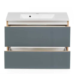 Waschtisch Wandkonsole in Grau & Wildeiche - Anviletca^Wohnen Outlet