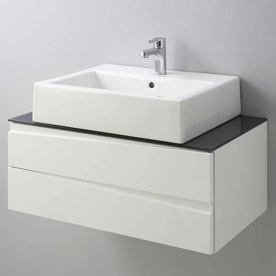 Waschtisch-Konsole in Weiß mit Dunkelgrau - Impulse^Wohnen Outlet