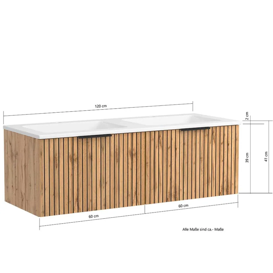 Waschtischschrank mit Doppel-Einlassbecken - Crystoga^Wohnen Online