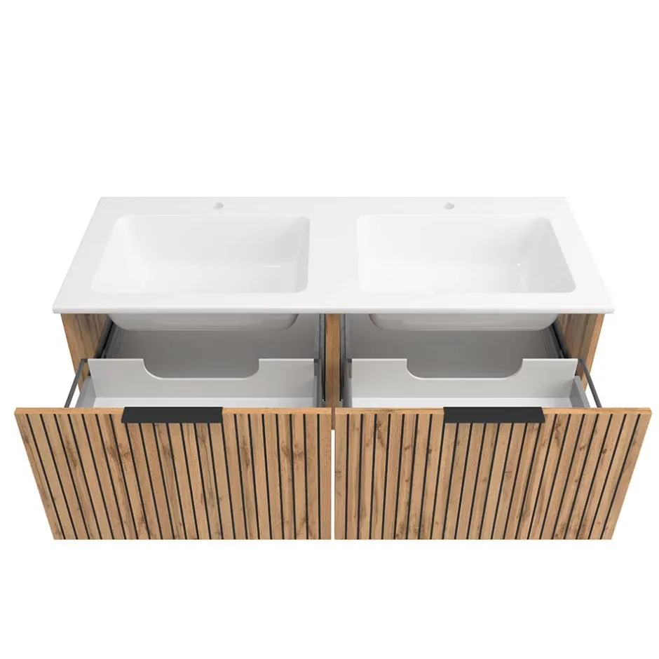 Waschtischschrank mit Doppel-Einlassbecken - Crystoga^Wohnen Online