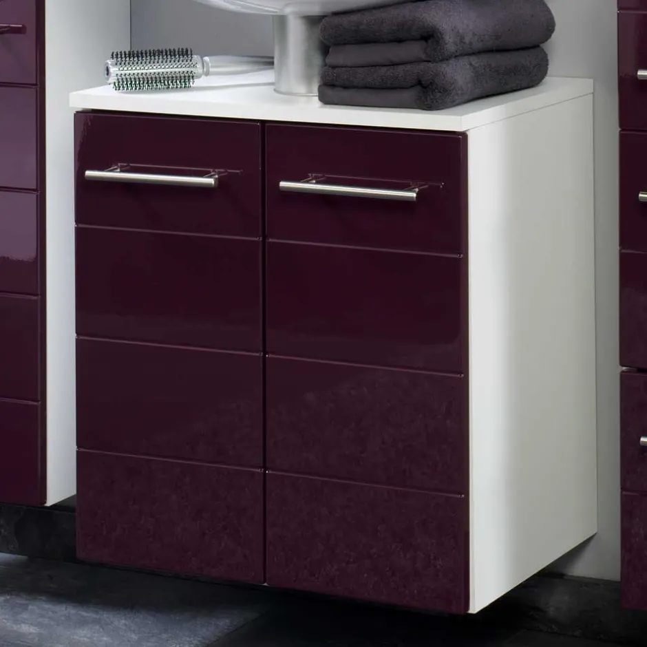 Waschtischunterschrank Laydia in Aubergine Hochglanz^Wohnen Best