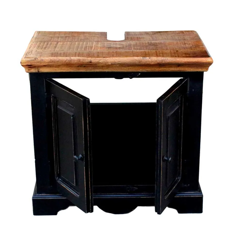 Wohnen Waschtischunterschrank Sentiments in Schwarz Mangobaum