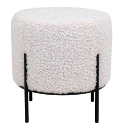 Wohnen Webplüsch Hocker in Weiß - Janluca