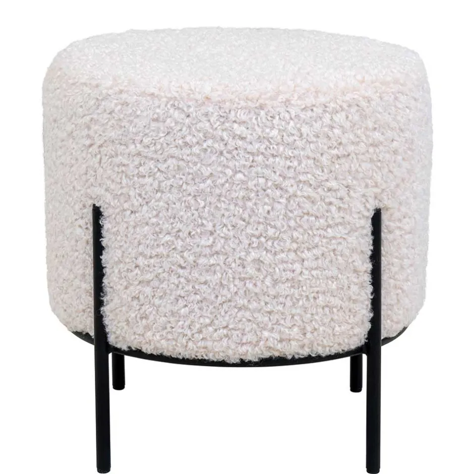 Wohnen Webplüsch Hocker in Weiß - Janluca