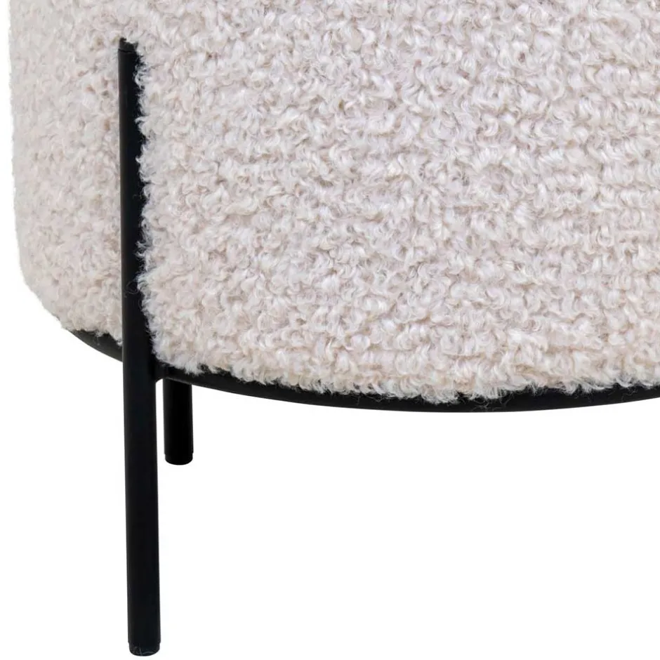 Wohnen Webplüsch Hocker in Weiß - Janluca