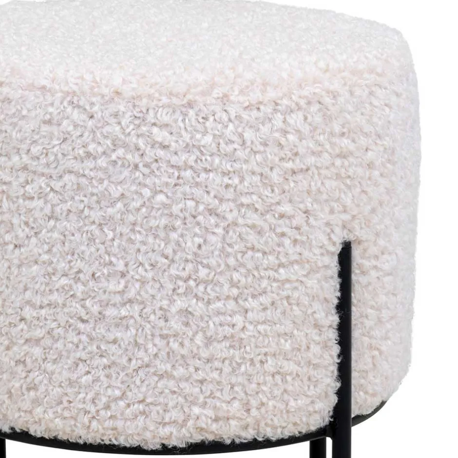 Wohnen Webplüsch Hocker in Weiß - Janluca
