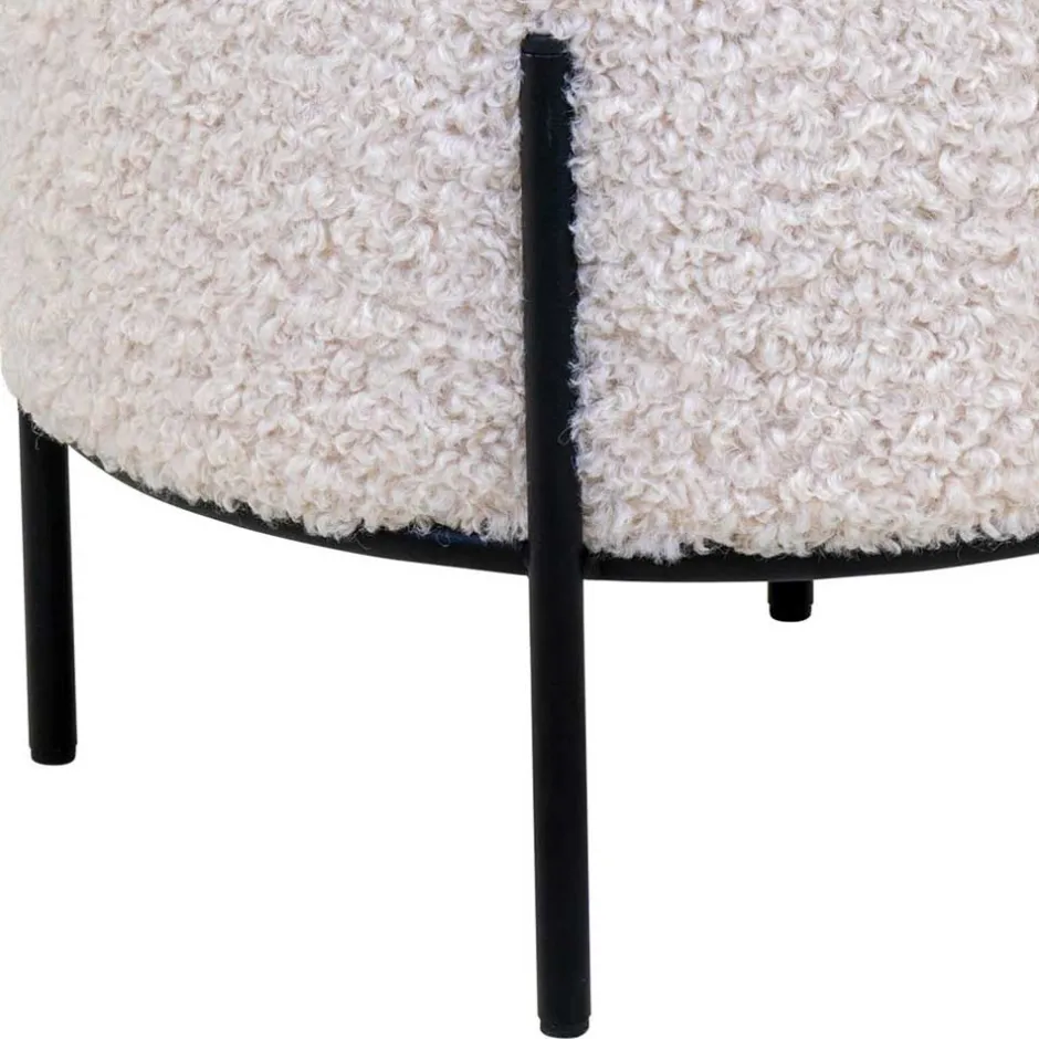 Wohnen Webplüsch Hocker in Weiß - Janluca