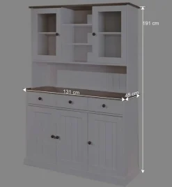 Wohnen Weiß Brauner Buffetschrank aus Kiefernholz - Vatina