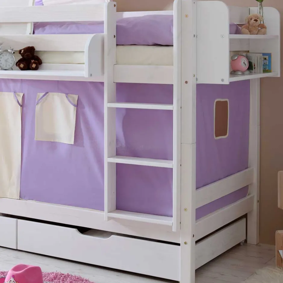 Weiß lackiertes Mädchen Etagenbett mit Bettkasten - Alcamo^Wohnen Online