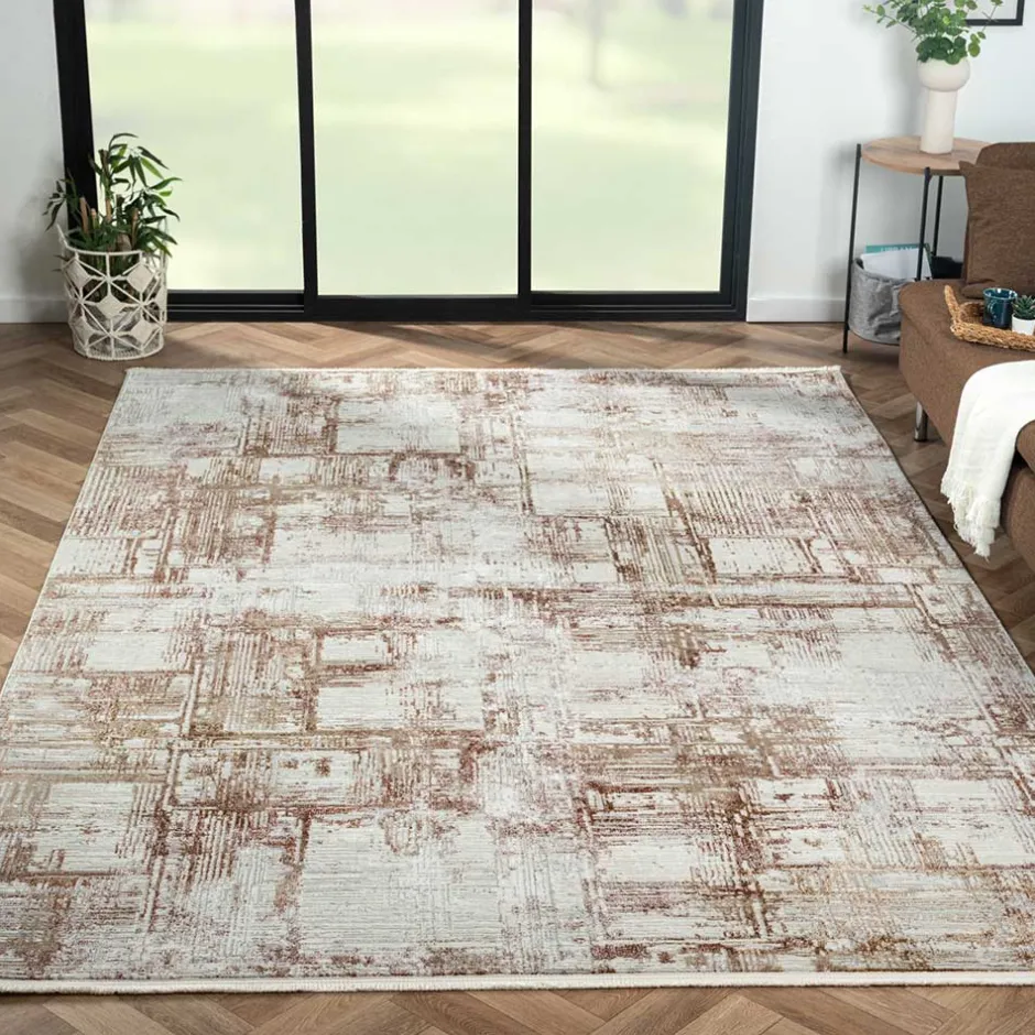 Wohnen Weicher Kurzflor Teppich mit Vintage Optik - Stick