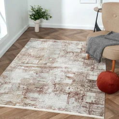 Wohnen Weicher Kurzflor Teppich mit Vintage Optik - Stick