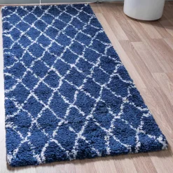 Wohnen Weicher Läufer Teppich mit Hochflor in Blau - Tanko